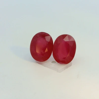 Natural Ruby Gemstone | Oval Facet Cut 5.35 Carat VS1 Clarity 2 Pcs Carmine Red Color 9x7mm Loose Stones | July Birthstone