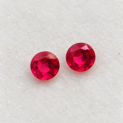 Natural Burma Ruby Gemstone | Round 2.00mm Diamond Cut 0.07 Carat FL Clarity 2 Pcs Carmine Red Color Loose Stones | July Birthstone