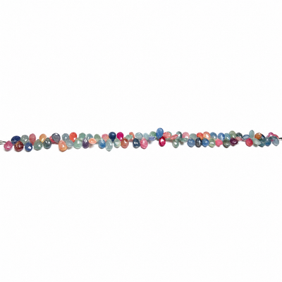 Multi Sapphire Gemstone Beads 8x6mm Briolette Cut Pear Shape 79 Pcs Pastel Ombre Color 114 Carats Precious Gemstone Beads 9.2 Inch Strand Jewelry Making