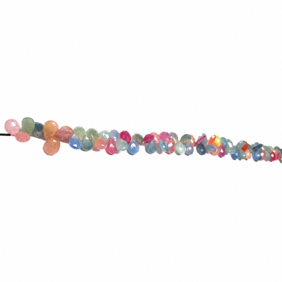 Multi Sapphire Gemstone Beads Pear Shape 8x6mm Briolette Cut 82 Pcs Pastel Ombre Color 119 Carats Precious Gemstone Beads 9.7 Inch Strand Jewelry Making