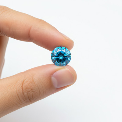Lab Grown Diamond Deep Blue Color Round 5.30mm Brilliant Cut 0.63 Cts Custom Jewelry Stone