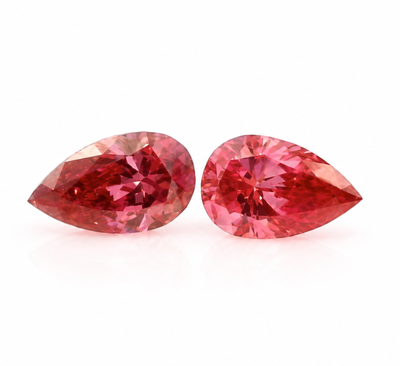 Diamond Lab Grown 2 Pcs Vivid Pink Color Pear 6x4mm Diamond Cut 0.61 Cts Custom Jewelry Stone