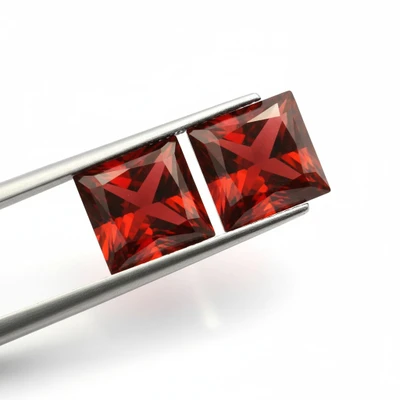 Red Diamond Lab Grown 2 Pcs Square 4.5mm Princess Cut 1.03 Cts Jewelry Making Loose Stone