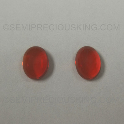 Natural Mexican Fire Opal Oval Cabochon 8x6mm Intense Orange Color 2 Piece FL Clarity Loose Gemstone