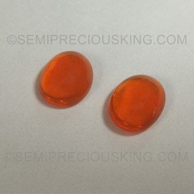 Natural Mexican Fire Opal Oval Cabochon 9X7mm Tangerine Orange Color 2 Piece VS Clarity Loose Gemstone