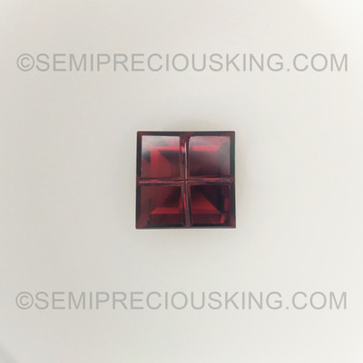 Natural Garnet Flower Tile Block Fancy Cut 7X7mm Burgundy Color VVS Clarity Loose Gemstone