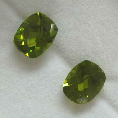 Natural Peridot Cushion Checkerboard Cut 11X9mm Intense Green Color VVS Clarity Loose Gemstone