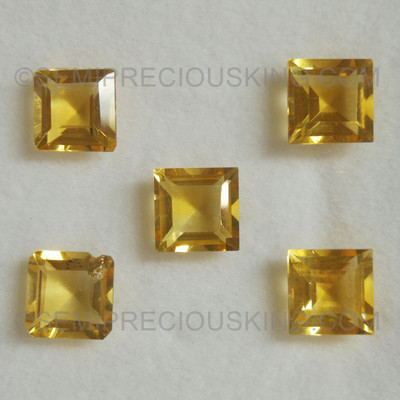 Natural Citrine Square Step Cut 7X7mm Dandelion Color VVS Clarity Loose Gemstone