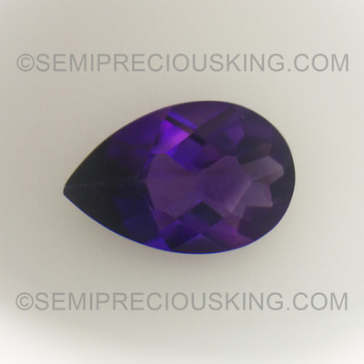 Natural Amethyst African Pear Checkerboard Cut 12X8mm Indigo Purple Color FL Clarity Loose Gemstone