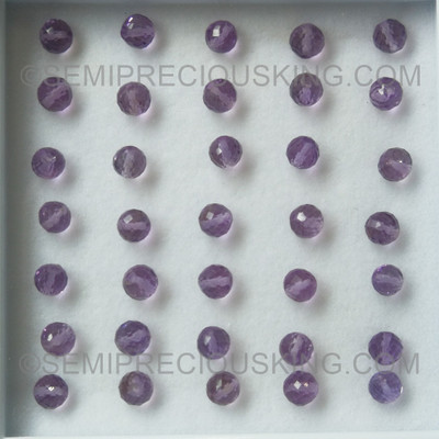Natural Amethyst African Ball Facet Cut 4X4mm Heather Purple Color VS Clarity Loose Gemstone