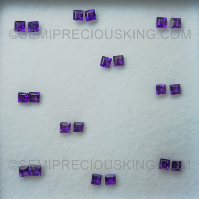 Natural Amethyst African Square Step Cut 2.5X2.5mm Indigo Purple Color VVS Clarity Loose Gemstone