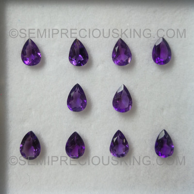 Natural Amethyst African Pear Facet Cut 7X5mm Indigo Purple Color SI1 Clarity Loose Gemstone