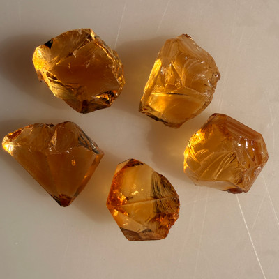 Natural Citrine Uncut Gemstone Rough 75.70 Carats 5 Pcs Deep Golden Yellow Color | Faceting & Jewelry Making November Birthstone