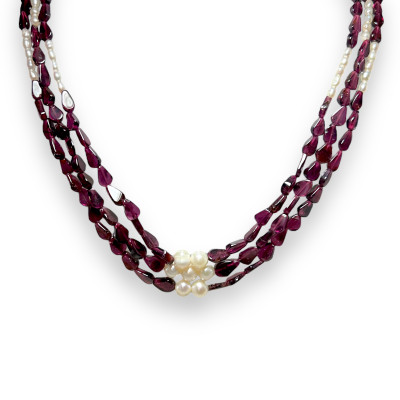 Garnet Natural Pear & Pearl Gemstone Handmade Necklace