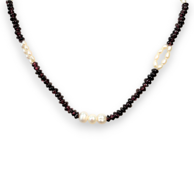Garnet Natural Tyre Pearl Oval Rice Smooth Gemstone Necklace