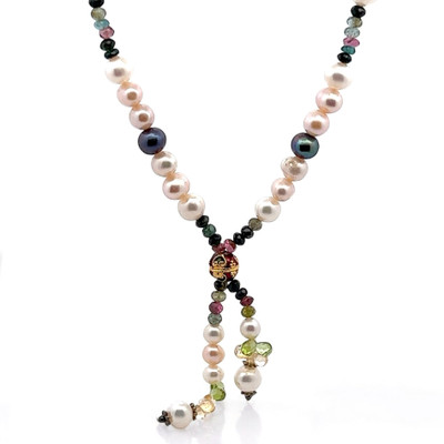 Natural Handmade Neckwear 16"-18" Pearls, Peridot, Tourmaline, Citrine Gemstone Beads Jewellery