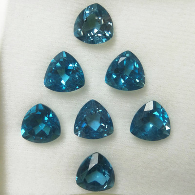Natural Topaz Trillion Facet Cut 10mm London Blue Color VVS Clarity Loose Gemstone