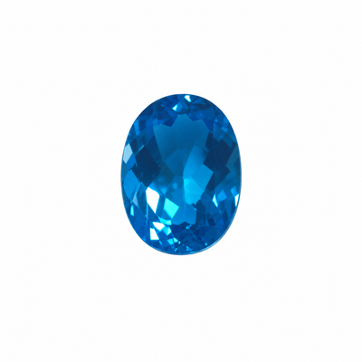 Natural Topaz Oval Facet Cut 16X12mm Royal Swiss Blue Color 12.086 Carats VVS Clarity Loose Gemstone