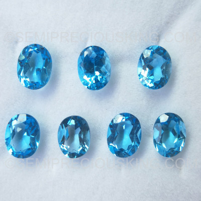 Natural Topaz Oval Facet Cut 8X6mm Swiss Blue Color VVS Clarity Loose Gemstone