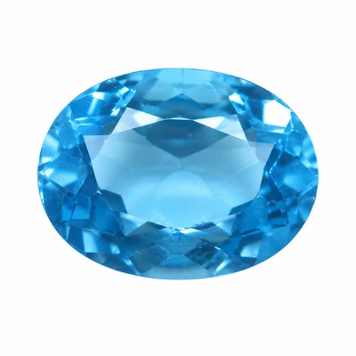 Natural Topaz Oval Facet Cut 10X8mm Swiss Blue Color VS Clarity Loose Gemstone