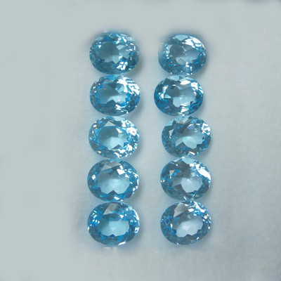 Natural Topaz Oval Facet Cut 10X12mm Top Sky Blue Color VVS Clarity Loose Gemstone
