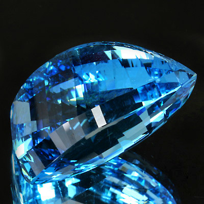 Natural Topaz Curve Pyramid Cut 35x19mm Swiss Blue Color 88.16 Carats FL Clarity Loose Gemstone