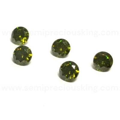 Olive Cubic Zirconia Round 6 mm Brilliant Diamond Facet Cut AAAA Excellent Quality CZ Loose stones