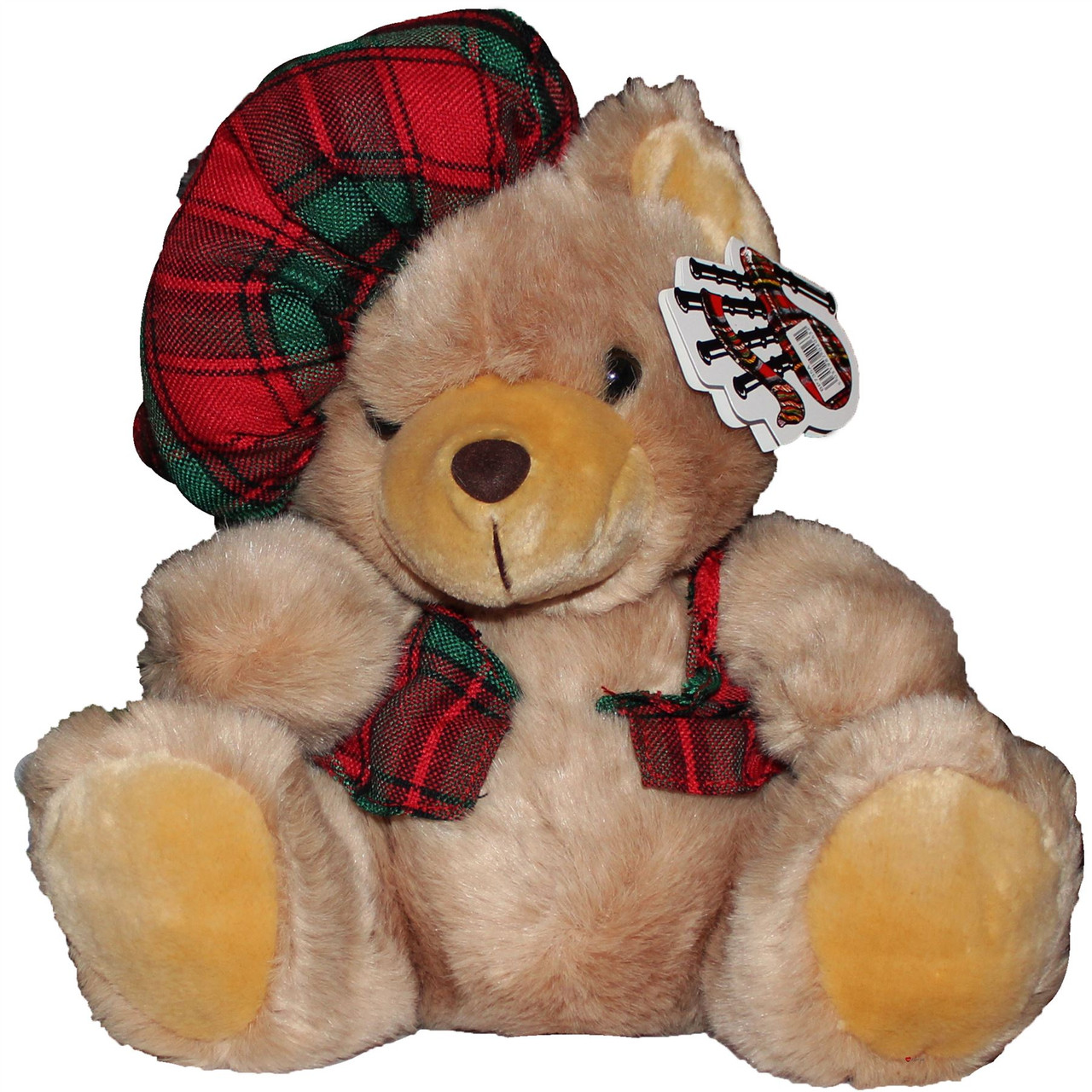 Soft Fluffy Teddy Bear Toy for Children With Adorable Tartan Waistcoat and Hat