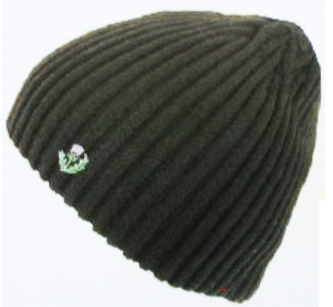 Black Ribknit Beanie Hat Thistle Design Scotish Beanie Knitted Thistle Hat