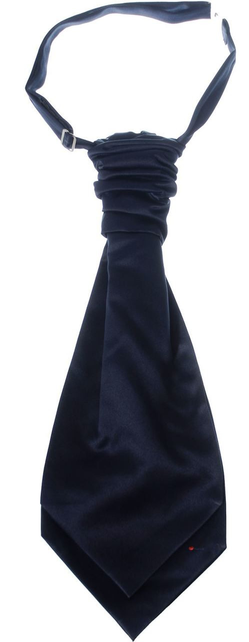 Gents Traditional Scottish Ruche Cravat Satin Tie Wedding Groom Navy Blue