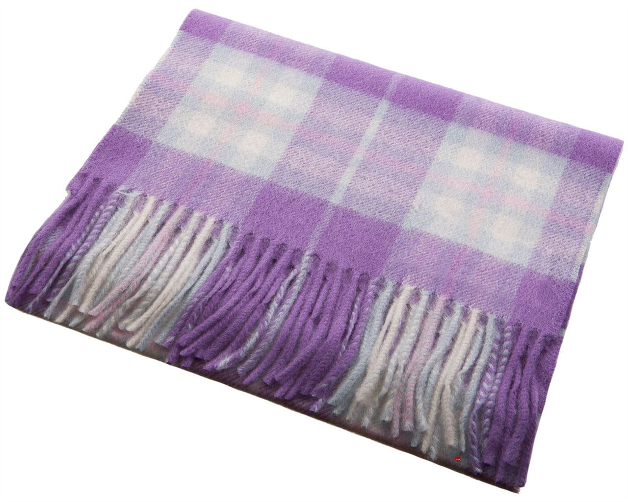 Unisex Lambswool Scarf In Violet Blue Elgin Check Design 30cm Wide