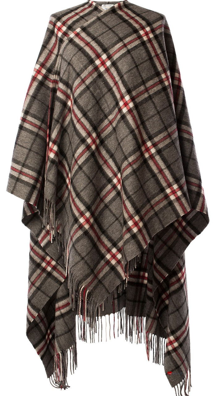 Ladies Serape Cape 100% Lambswool Thomson Grey Tartan