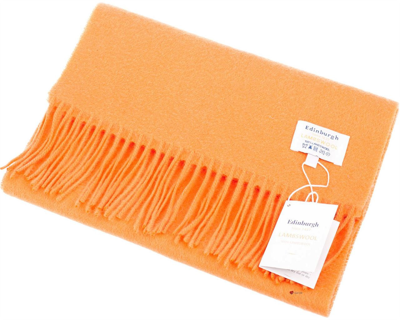 Unisex Lambswool Scarf In Orange SSG Tartan Design 30cm Wide