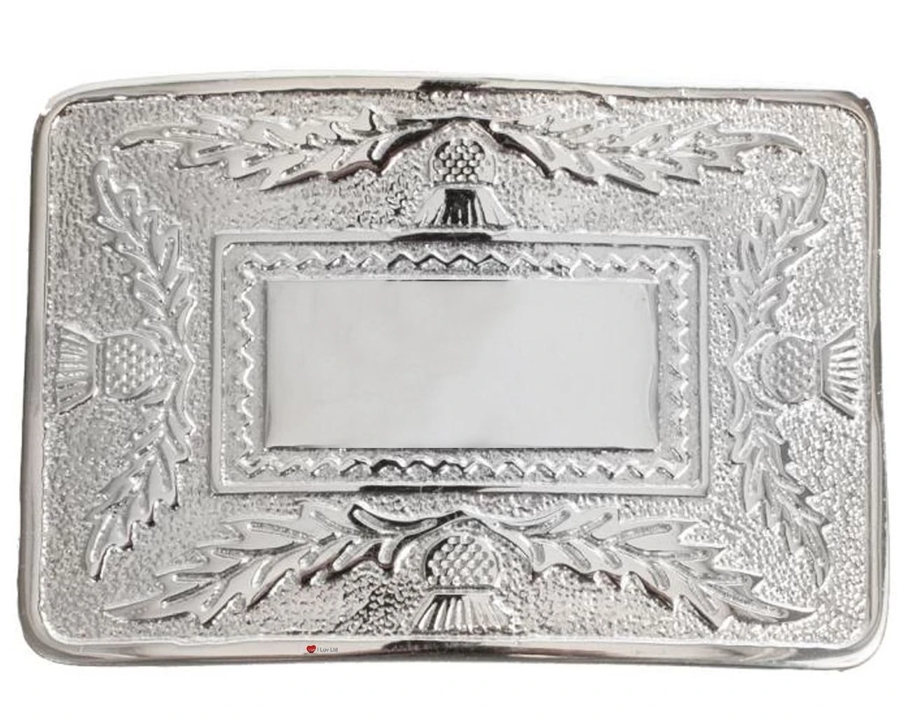 Kids Belt Buckle With Thistle Style Design in Chrome