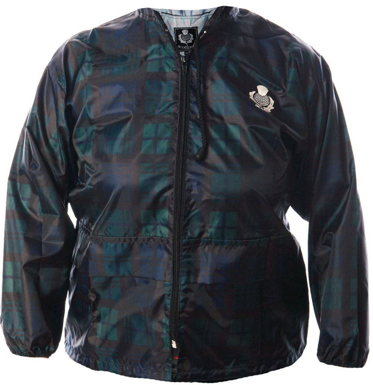 Kids Weather Proof Kagoule in Black Watch Tartan