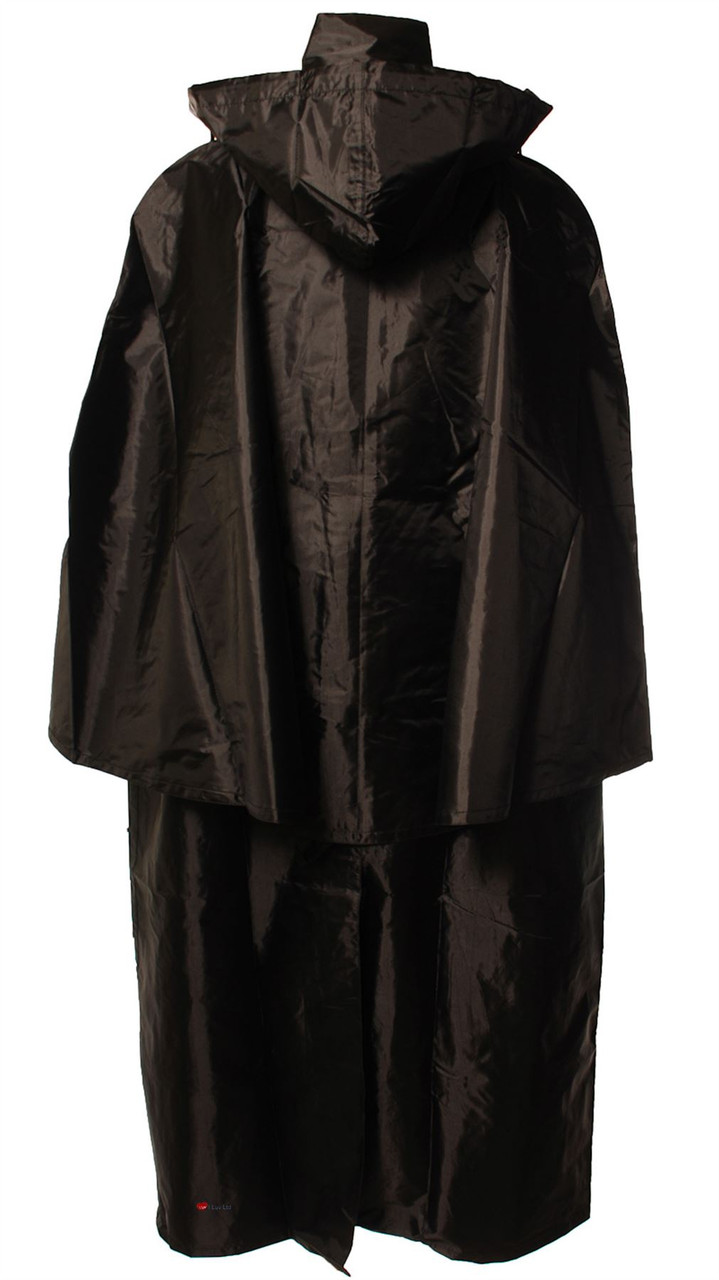 Inverness Style Waterproof Poncho Raincoat Cape Black