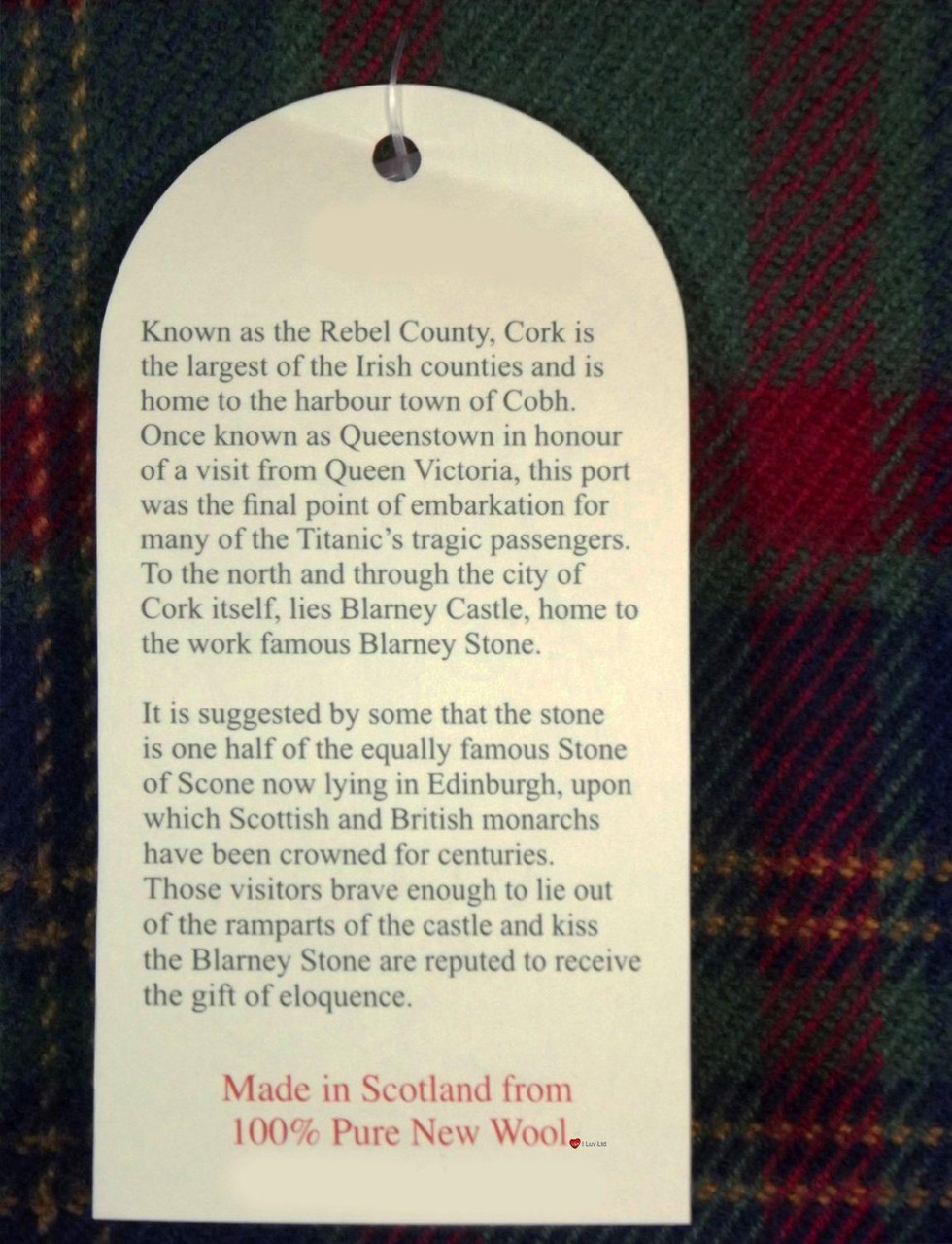 Mens Irish Wool Neck Tie in Ireland County Cork Tartan