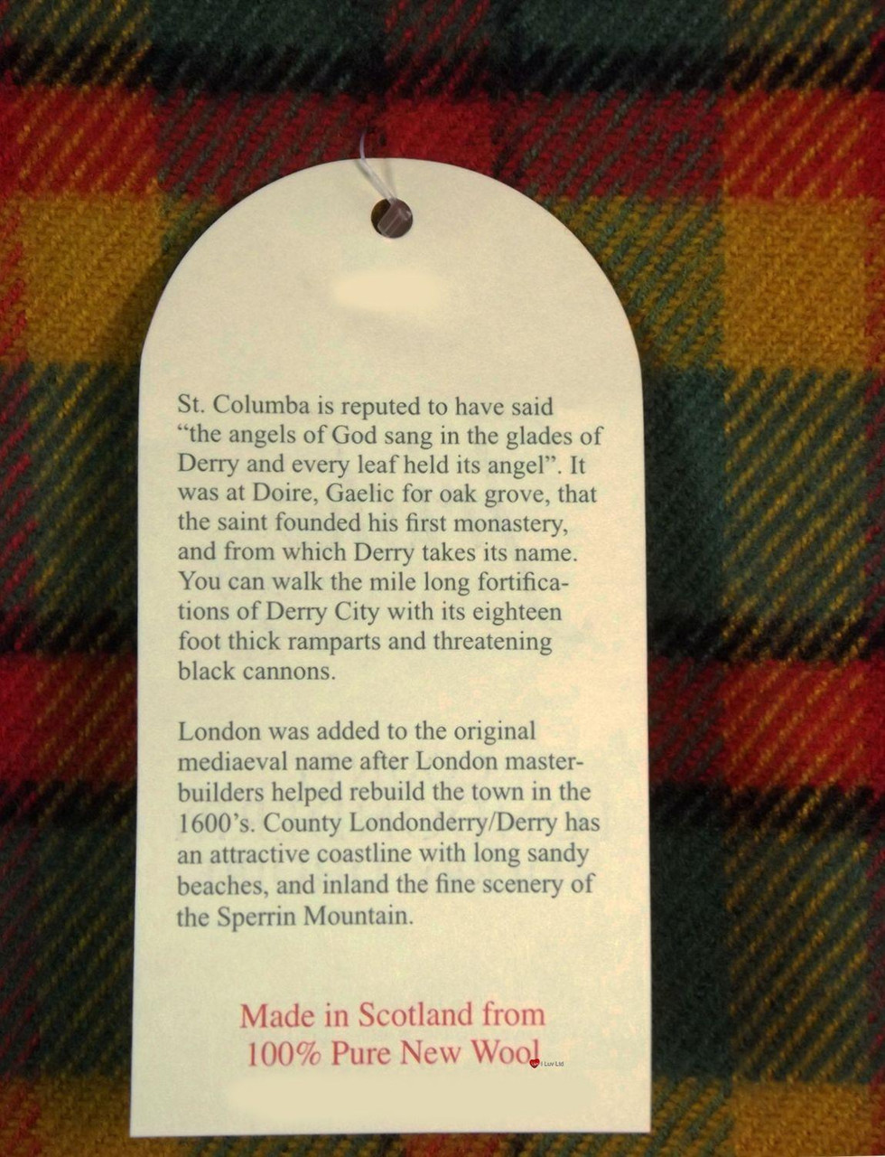 Mens Irish Wool Neck Tie in Ireland County Derry-Londonderry Tartan