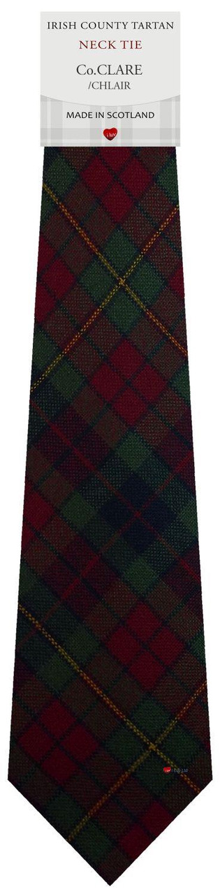 Mens Irish Wool Neck Tie in Ireland County Clare Tartan