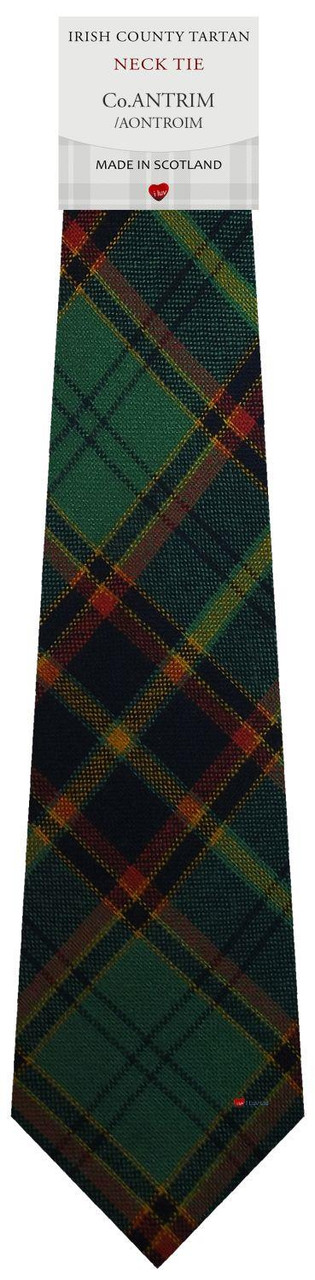 Mens Tie & Scarf Gift Set Irish County Antrim Tartan Plaid
