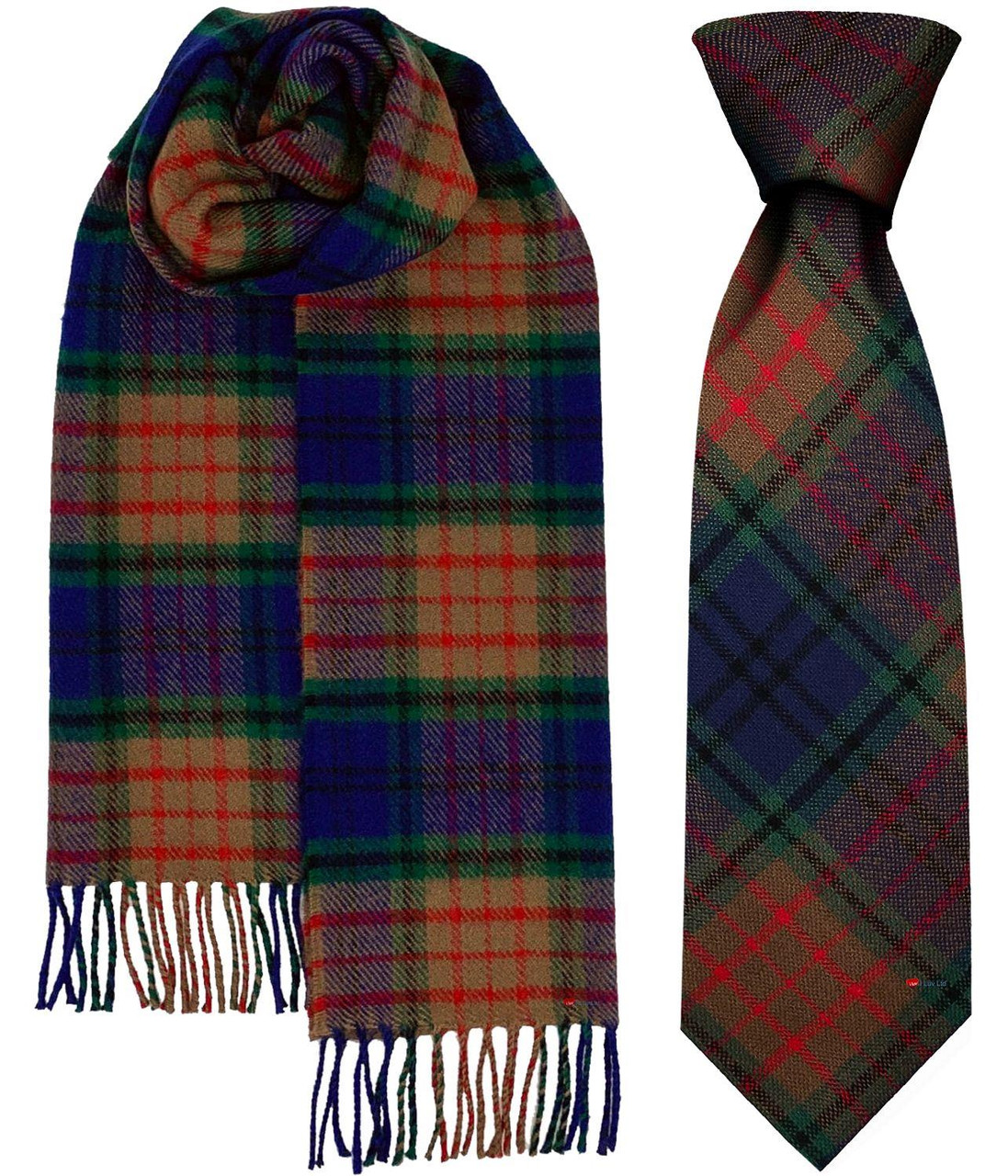 Mens Tie & Scarf Gift Set Irish County Longford Tartan Plaid