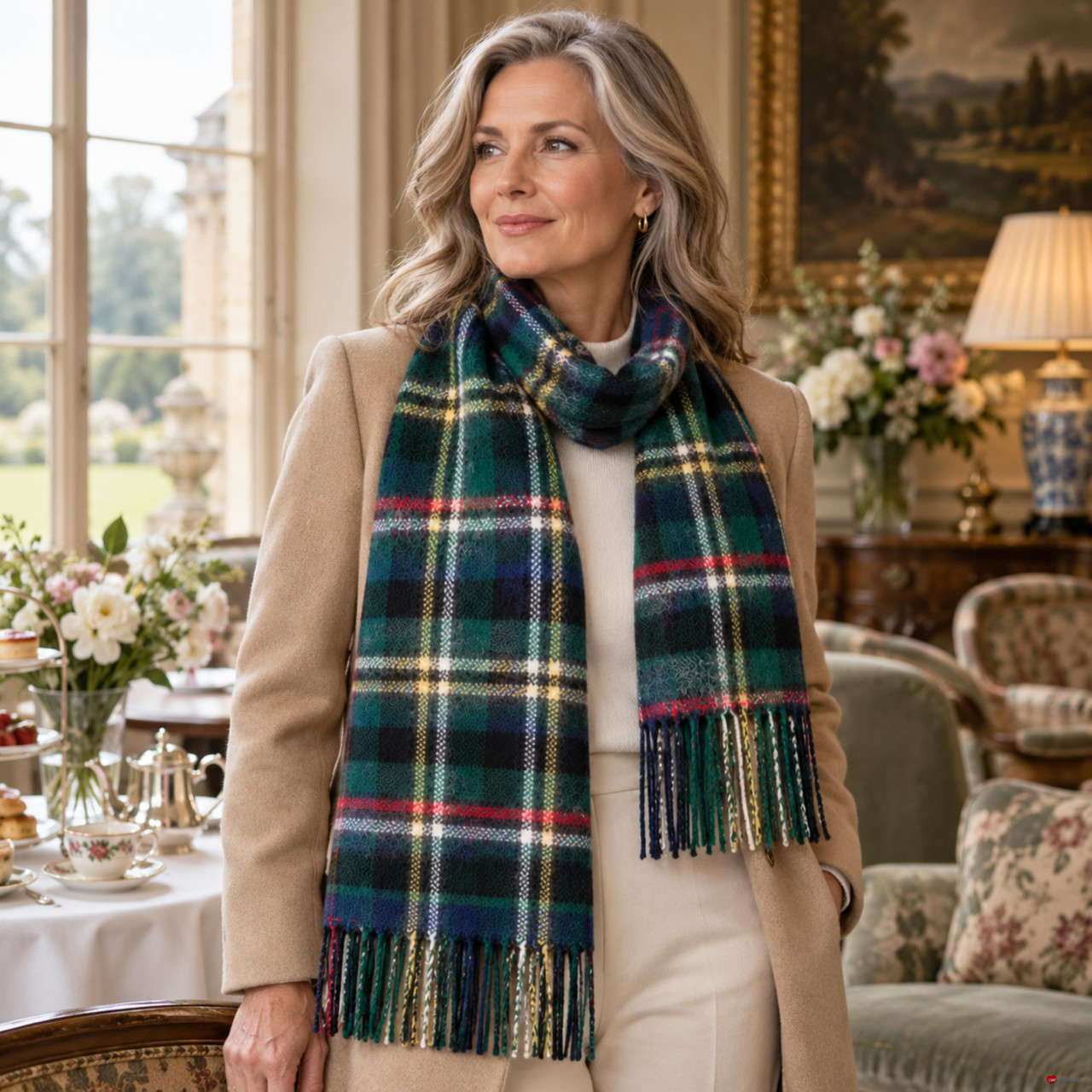 Cashmere Clan Scarf Scott Green Modern