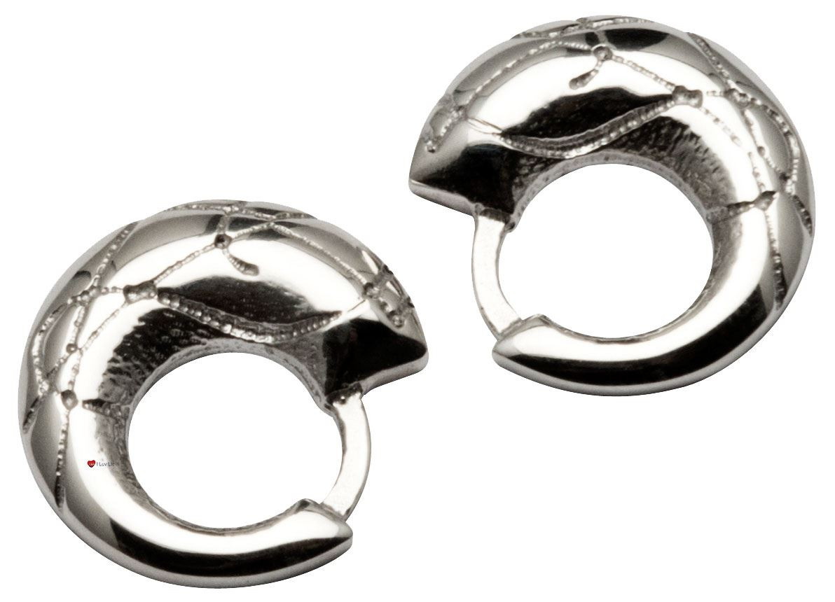Earrings Crafted Sterling Silver Pierced Fit Loop Horn Engraved Celtic