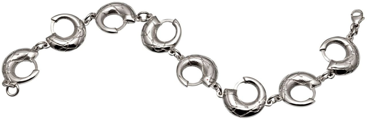 Bracelet Sterling Silver Linked Loop Horns Engraved Celtic Decoration