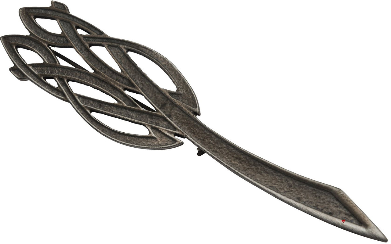 Kilt Pin Plated Antique Silver Finish Celtic Ropework Design 100mm
