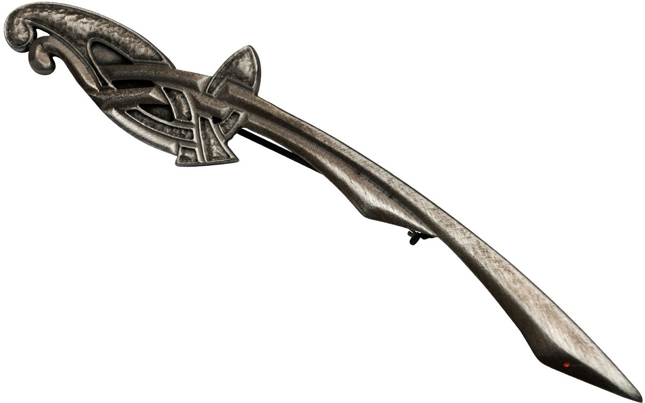 Kilt PinPlated in Antique Silver Finish Celtic Interlace Design 100mm