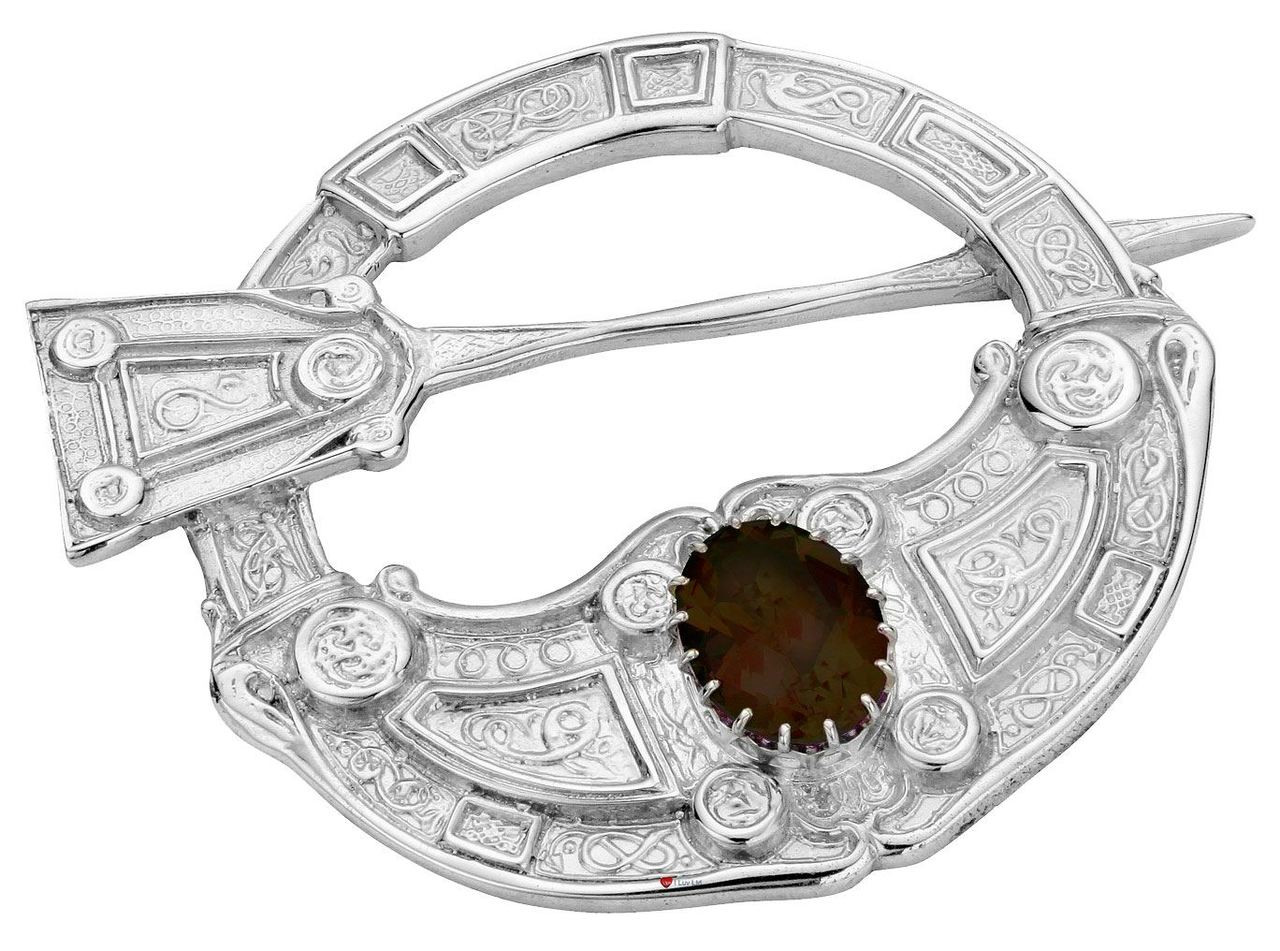 Pennanular Brooch Sterling Silver Hunterston Style Smokey Quartz 60mm