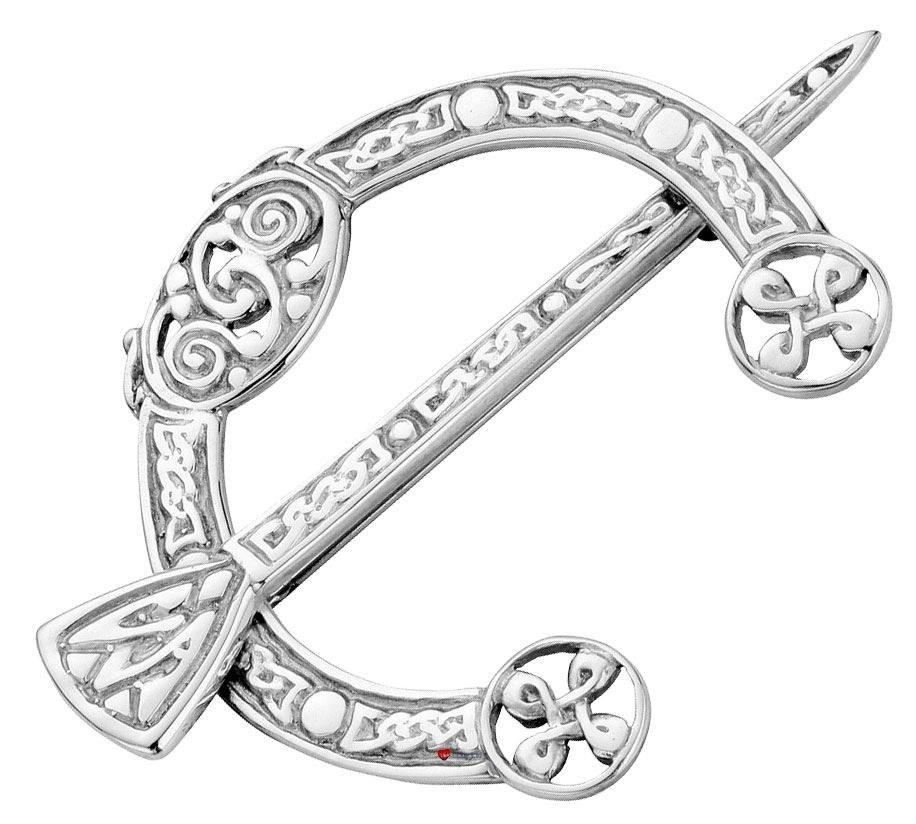 Pennanular Brooch Sterling Silver Rear Pinned Interlace Motifs 45mm
