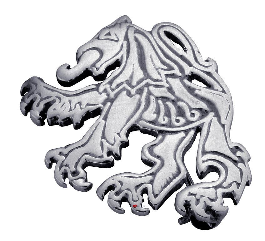 Brooch Sterling Silver Stylised Scottish Lion Rampant Unframed 30mm