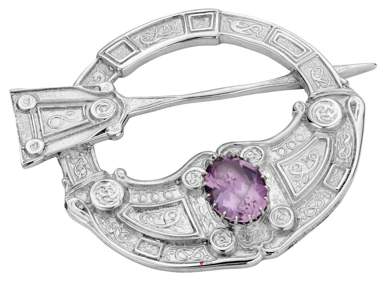 Pennanular Brooch Sterling Silver Hunterston Style Amethyst Stone 60mm